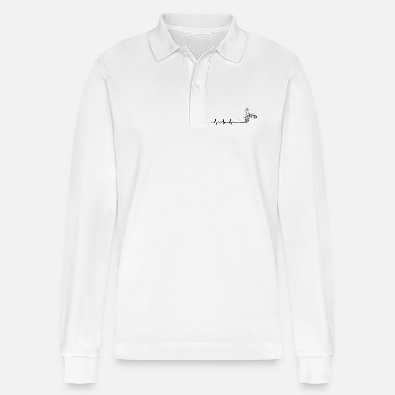 BMX Daredevil Silhouette - Stanley/Stella Unisex Bio-Langarm-Poloshirt Prepster - Weiß