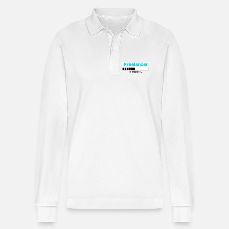 Freelancer in Progress – Selbstständigkeit Motiv - Stanley/Stella Unisex Bio-Langarm-Poloshirt Prepster - Weiß