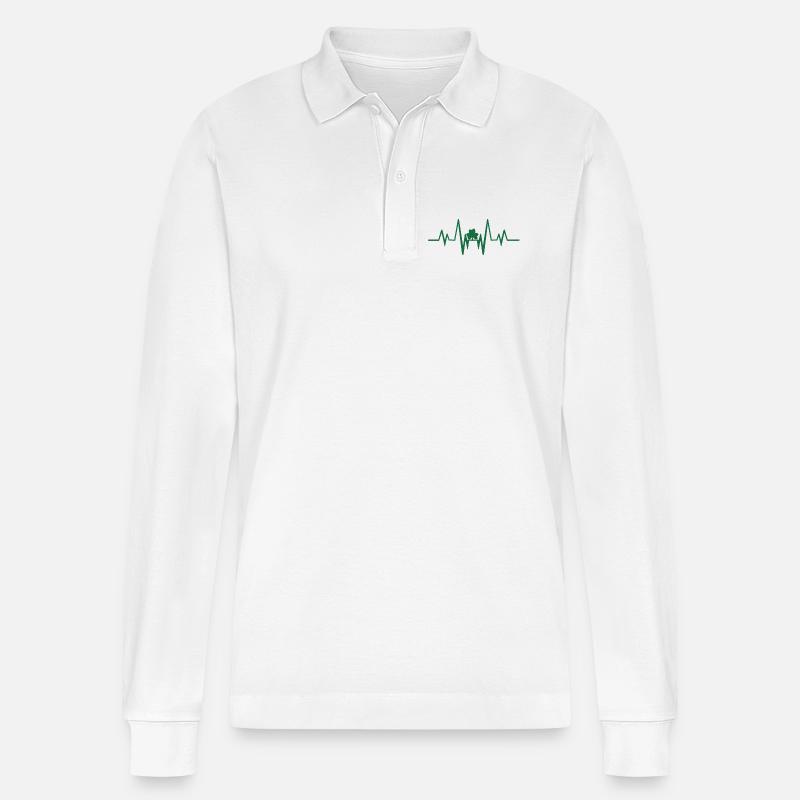 Herzschlag mit Kleeblatt - Stanley/Stella Unisex Bio-Langarm-Poloshirt Prepster - Weiß