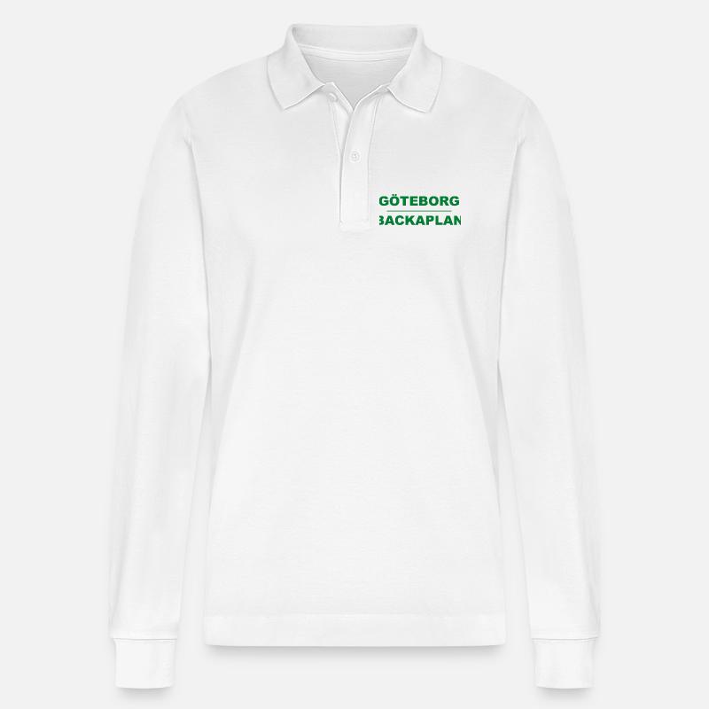 Göteborg Backaplan – Grün-Schwarz-Design - Stanley/Stella Unisex Bio-Langarm-Poloshirt Prepster - Weiß