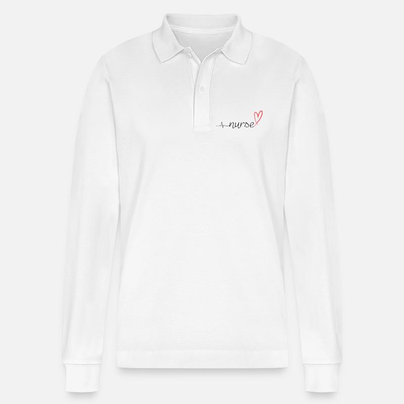 Nurse Heartbeat EKG Stethoscope Script Design - Stanley/Stella Unisex Bio-Langarm-Poloshirt Prepster - Weiß