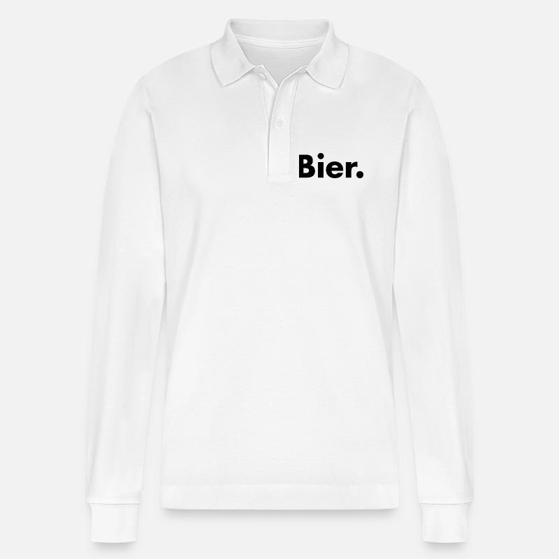 Bier. - Stanley/Stella Unisex Bio-Langarm-Poloshirt Prepster - Weiß