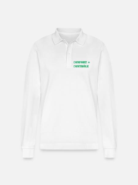 COMFORT = CONTROL - Stanley/Stella Organic Unisex Long-Sleeved Polo Shirt Prepster - white