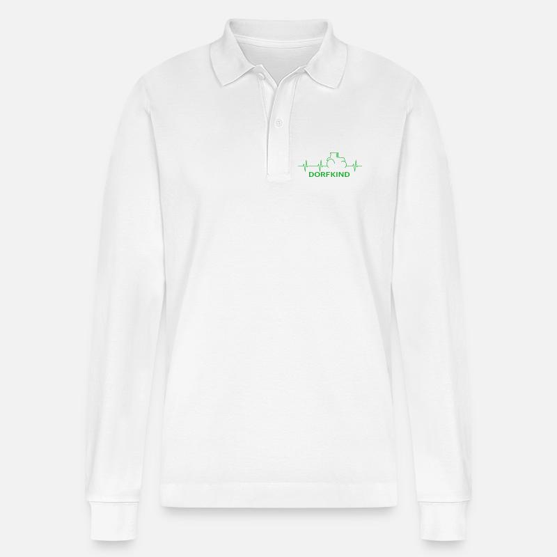 Traktor Dorfkind Herzschlag Bauernhof - Stanley/Stella Unisex Bio-Langarm-Poloshirt Prepster - Weiß