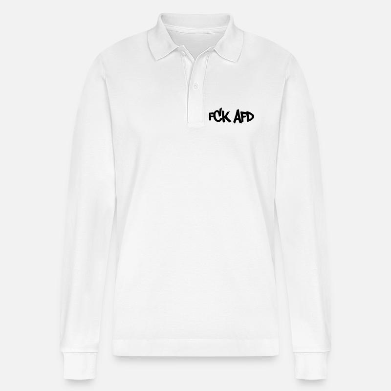 FCK AFD - Stanley/Stella Unisex Bio-Langarm-Poloshirt Prepster - Weiß