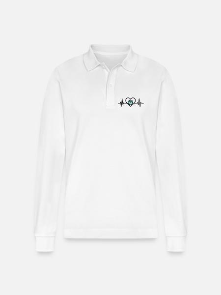 Herz Volleyball – Leidenschaft Teamsport - Stanley/Stella Unisex Bio-Langarm-Poloshirt Prepster - Weiß