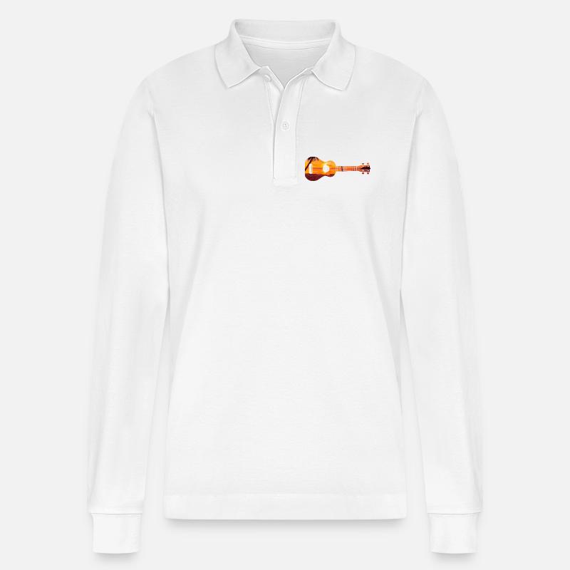 Hawaiian Ukulele Uke Beach Sunset - Stanley/Stella Unisex Bio-Langarm-Poloshirt Prepster - Weiß