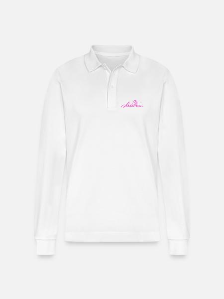 Magenta Graffiti Signature on Black - Stanley/Stella Organic Unisex Long-Sleeved Polo Shirt Prepster - white