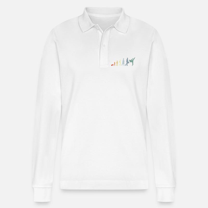 Retro Karateka Evolution - Stanley/Stella Unisex Bio-Langarm-Poloshirt Prepster - Weiß