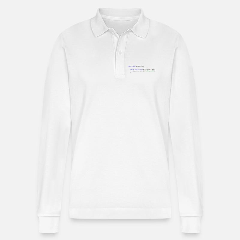 Hello World in Java - Stanley/Stella Organic Unisex Long-Sleeved Polo Shirt Prepster - white