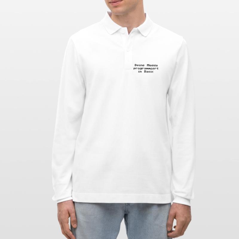 Deine Mudda programmiert in Basic Stanley/Stella Unisex Bio-Langarm-Poloshirt Prepster