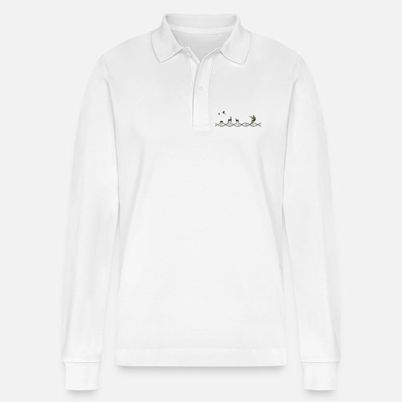 DNA Jagd Tarnmuster - Stanley/Stella Unisex Bio-Langarm-Poloshirt Prepster - Weiß