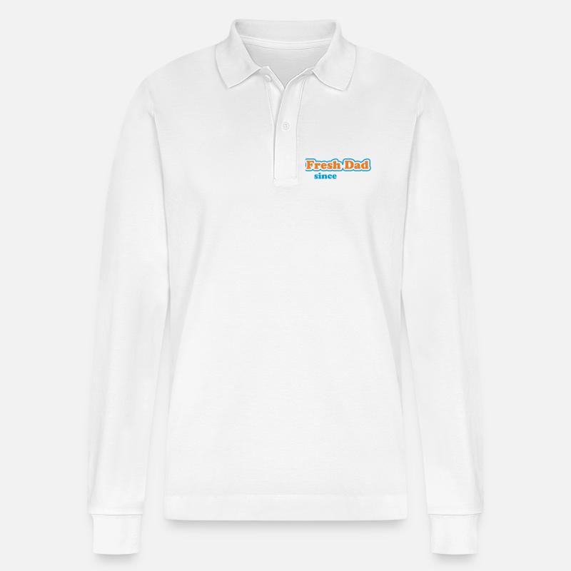 Fresh Dad Since – Buntes Statement - Stanley/Stella Unisex Bio-Langarm-Poloshirt Prepster - Weiß