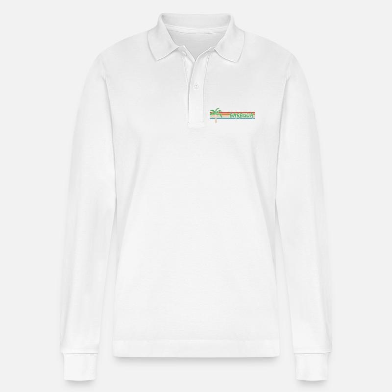 Geschenk für Barbuda - Stanley/Stella Unisex Bio-Langarm-Poloshirt Prepster - Weiß