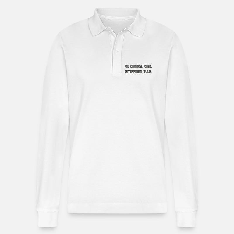 Ändert nichts. Auf keinen Fall. - Stanley/Stella Unisex Bio-Langarm-Poloshirt Prepster - Weiß