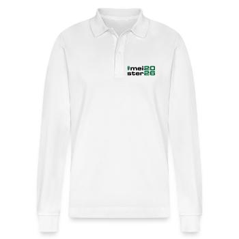 Meister 2026 Meisterschaft - Stanley/Stella Unisex Bio-Langarm-Poloshirt Prepster - Weiß - Vorne - Anna (173cm) & Nico (186cm)