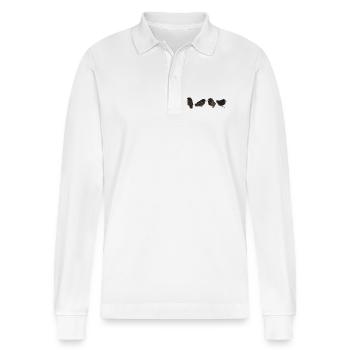 House redstart branches - Stanley/Stella Organic Unisex Long-Sleeved Polo Shirt Prepster - white - Front - Anna (173cm) & Nico (186cm)
