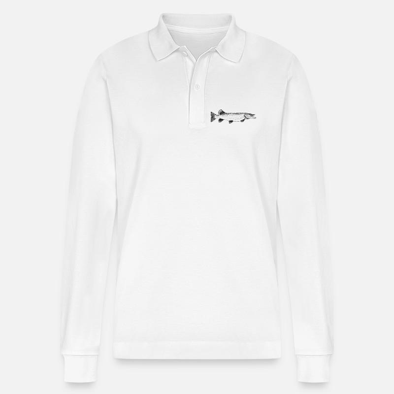 Hecht Pike Motiv - Stanley/Stella Unisex Bio-Langarm-Poloshirt Prepster - Weiß