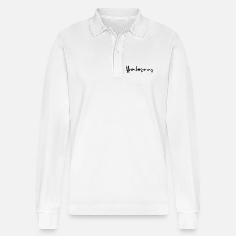 Alpenüberquerung - Stanley/Stella Unisex Bio-Langarm-Poloshirt Prepster - Weiß