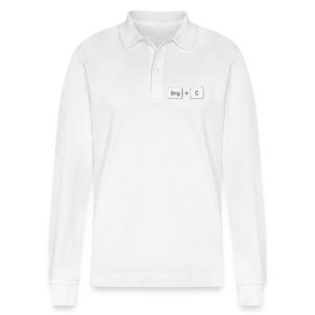 Key Combination Copy Ctrl + C - Stanley/Stella Organic Unisex Long-Sleeved Polo Shirt Prepster - white - Front - Anna (173cm) & Nico (186cm)