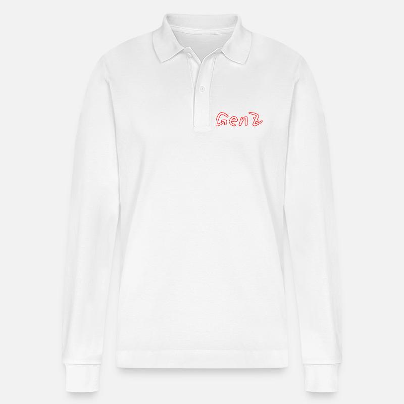 GenZ Graffiti Rot - Stanley/Stella Unisex Bio-Langarm-Poloshirt Prepster - Weiß