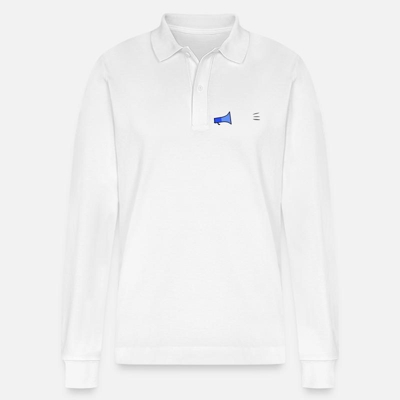 Megafon Text-Template - Stanley/Stella Unisex Bio-Langarm-Poloshirt Prepster - Weiß