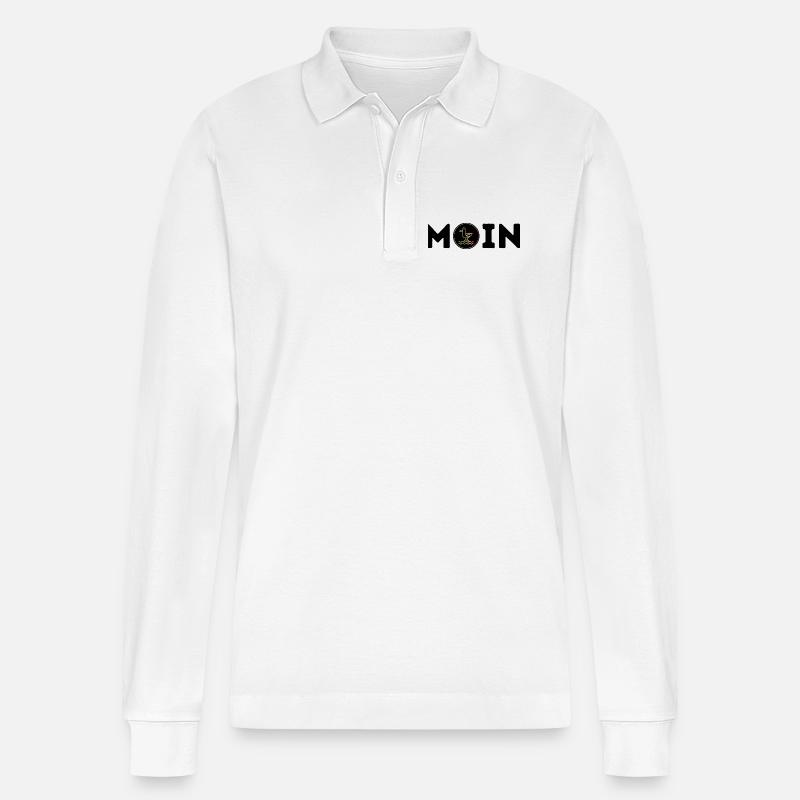 Moin mit Möwe - Stanley/Stella Unisex Bio-Langarm-Poloshirt Prepster - Weiß