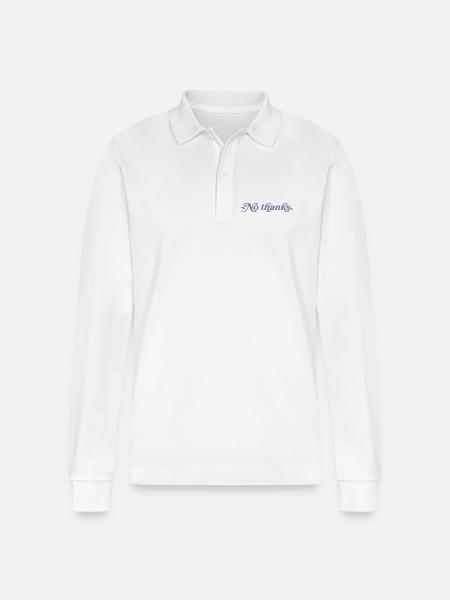 No thank you. - Stanley/Stella Organic Unisex Long-Sleeved Polo Shirt Prepster - white