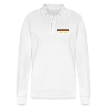 German Flag - Germany - Stanley/Stella Organic Unisex Long-Sleeved Polo Shirt Prepster - white - Front - Anna (173cm) & Nico (186cm)