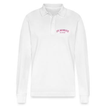 St. Moritz - Suisse - Switzerland - Swiss - Stanley/Stella Organic Unisex Long-Sleeved Polo Shirt Prepster - white - Front - Anna (173cm) & Nico (186cm)