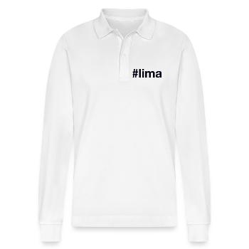 Hashtag Lima Pérou - Polo à manches longues bio PREPSTER Stanley/Stella Unisexe - blanc - Devant - Anna (173cm) & Nico (186cm)