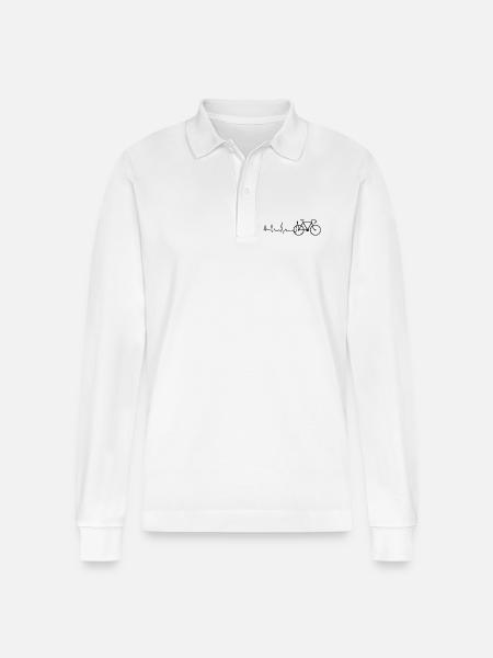 Herzschlag Rennrad - Stanley/Stella Unisex Bio-Langarm-Poloshirt Prepster - Weiß
