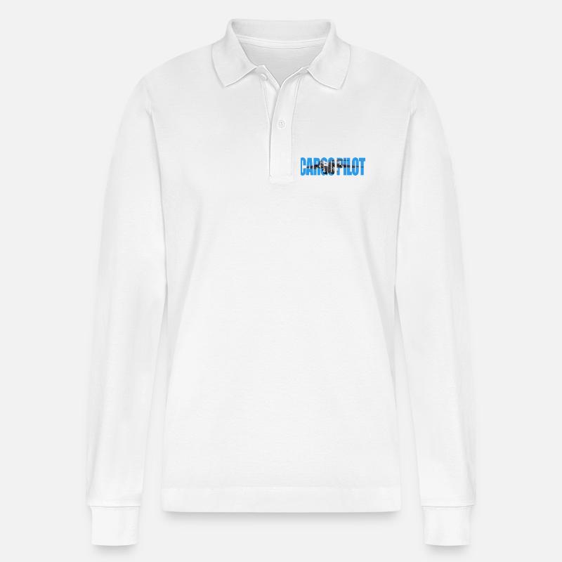 Cargo pilot IL-76 - Stanley/Stella Unisex Bio-Langarm-Poloshirt Prepster - Weiß