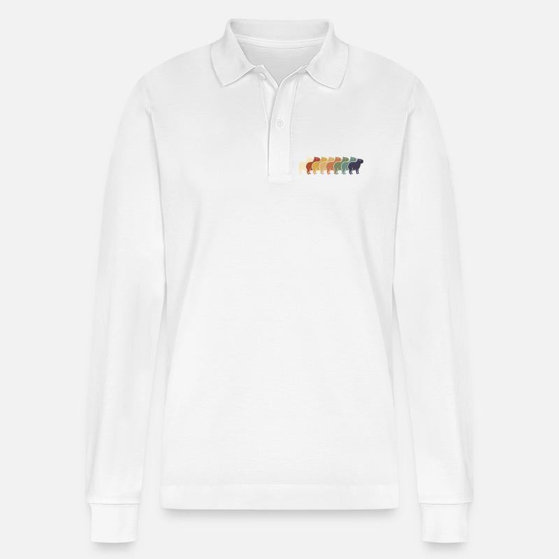 Regenbogen Kamelreihe - Stanley/Stella Unisex Bio-Langarm-Poloshirt Prepster - Weiß