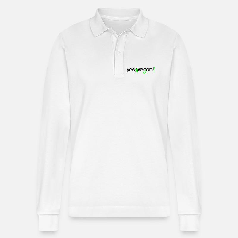 yes we can vegan - Stanley/Stella Unisex Bio-Langarm-Poloshirt Prepster - Weiß