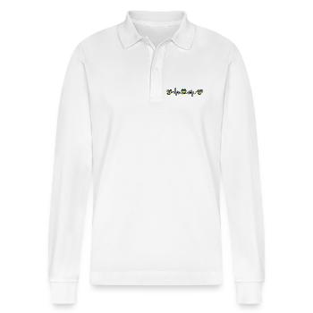 Homo heartbeat cardio - Stanley/Stella Organic Unisex Long-Sleeved Polo Shirt Prepster - white - Front - Anna (173cm) & Nico (186cm)