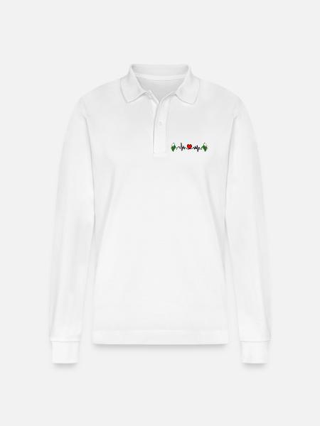 Herzfrequenz-Cardio für Sachsen - Stanley/Stella Unisex Bio-Langarm-Poloshirt Prepster - Weiß