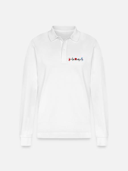 Cardio heart Flag Poland, Subcarpathia - Stanley/Stella Organic Unisex Long-Sleeved Polo Shirt Prepster - white