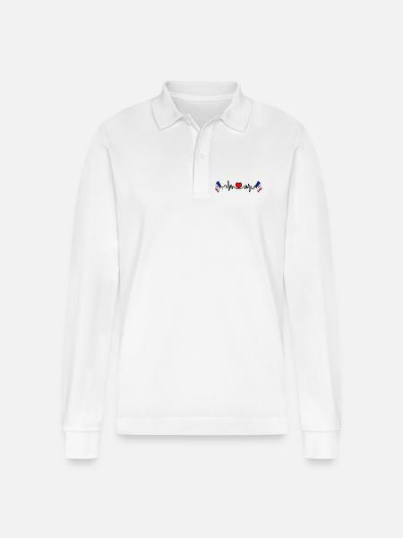 Heart rate cardio for Iowa - Stanley/Stella Organic Unisex Long-Sleeved Polo Shirt Prepster - white