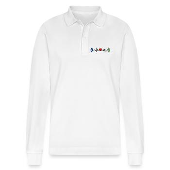 Gotland & Schweden – Insel im Herzen - Stanley/Stella Unisex Bio-Langarm-Poloshirt Prepster - Weiß - Vorne - Anna (173cm) & Nico (186cm)