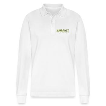 Ruhrpott - Dat hat wat mittn Herz zu tun - Zeche - Stanley/Stella Unisex Bio-Langarm-Poloshirt Prepster - Weiß - Vorne - Anna (173cm) & Nico (186cm)