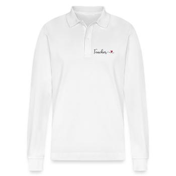 Lehrer - Stanley/Stella Unisex Bio-Langarm-Poloshirt Prepster - Weiß - Vorne - Anna (173cm) & Nico (186cm)