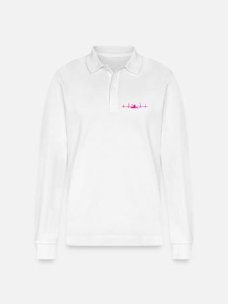 Geschenkidee für einen Wildwasserfahrer mit Kajak - Stanley/Stella Unisex Bio-Langarm-Poloshirt Prepster - Weiß