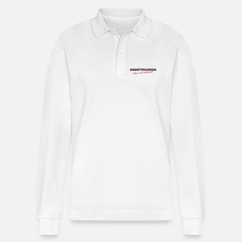 Enshittification - alles wird schlimmer! - Stanley/Stella Unisex Bio-Langarm-Poloshirt Prepster - Weiß