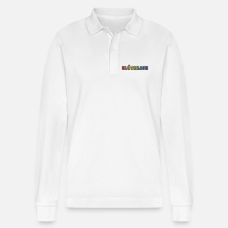 gluecklich pride LGBT - Stanley/Stella Unisex Bio-Langarm-Poloshirt Prepster - Weiß
