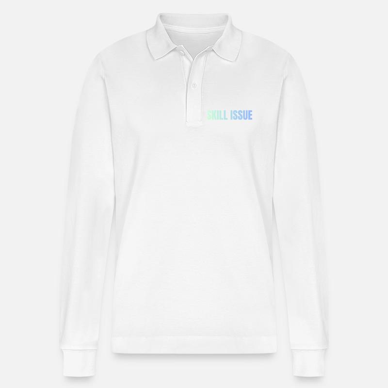 Skill Issue Gradient - Stanley/Stella Unisex Bio-Langarm-Poloshirt Prepster - Weiß