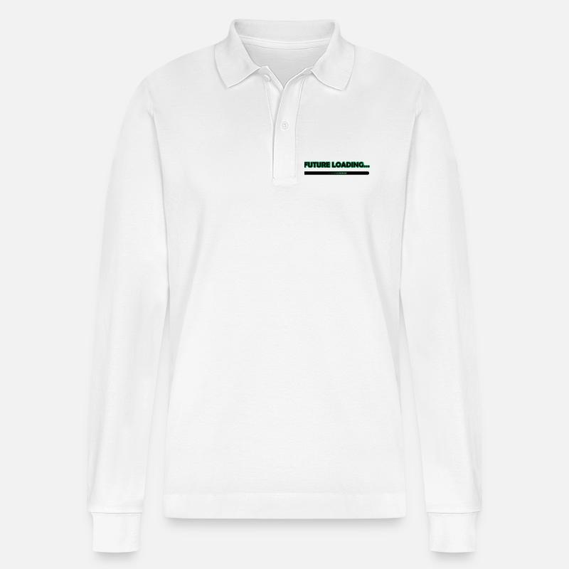Future Loading Progress Tee - Stanley/Stella Organic Unisex Long-Sleeved Polo Shirt Prepster - white