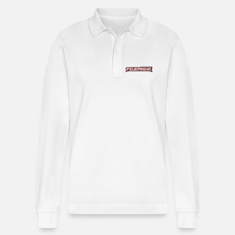 Feuerwehr Neon-Schriftzug - Stanley/Stella Unisex Bio-Langarm-Poloshirt Prepster - Weiß