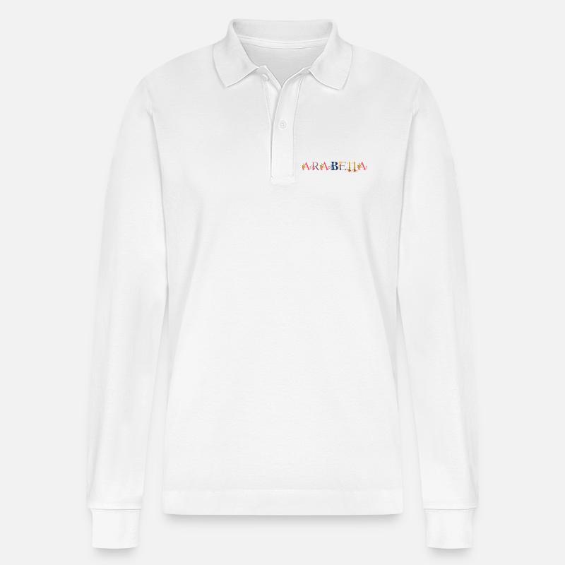 ARABELLA Name mit Blumen geschmückt - Stanley/Stella Unisex Bio-Langarm-Poloshirt Prepster - Weiß
