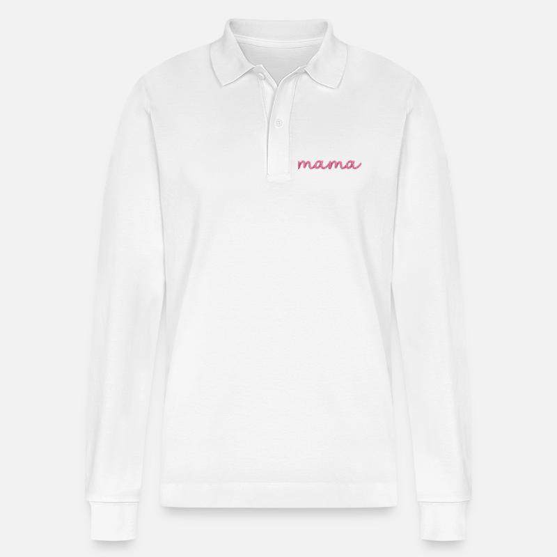 Mama  - Stanley/Stella Unisex Bio-Langarm-Poloshirt Prepster - Weiß